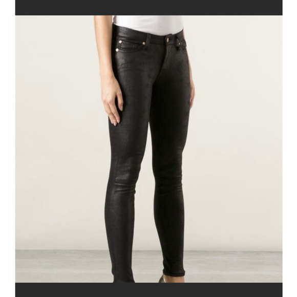 7 For All Mankind Pants - 7 for all mankind black crackle coated pants